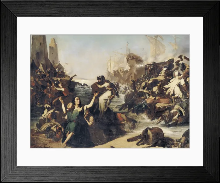 Framed Print : FERRANT FISCHERMANS, Alejandro (1843-1917). Armed action of the citizens of Cadiz against the moors in 1574. 1866 Framed Print : FERRANT FISCHERMANS, Alejandro (1843-1917). Armed action of the citizens of Cadiz against the moors in 1574. 1866
