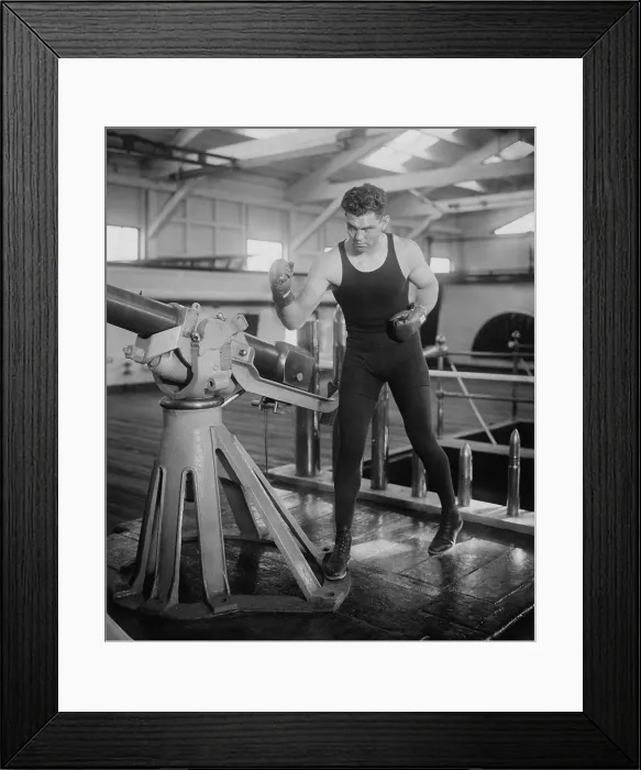 Framed Print : World Champion Boxer Jack Dempsey in fighting pose. Ca. 1920-24. (BSLOC_2015_17_70)