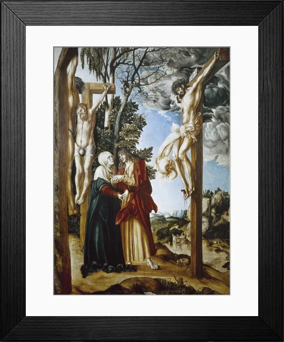 Framed Print : Cranach, Lucas, 'the Elder' (1472-1553). Lamentation Beneath the Cross. 1503. German school. Renaissance art. Oil on wood. GERMANY. Munich