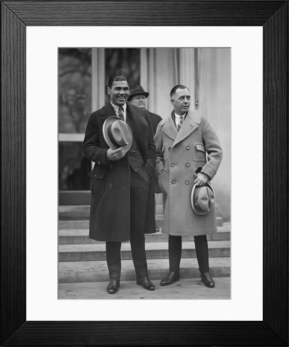 Framed Print : Jack Dempsey and his Manager, Jack Kearns, at the White House, Feb. 22, 1924. (BSLOC_2015_17_73)