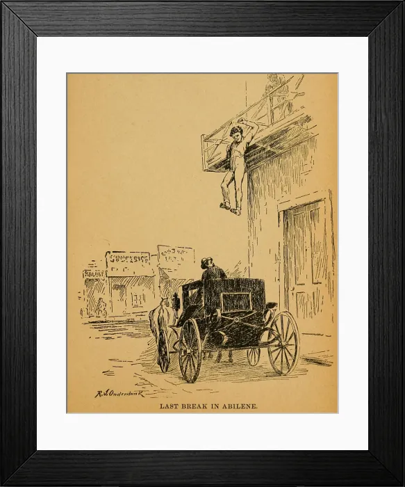 Framed Print : John Wesley Hardin escaped out a hotel window in his long-johns to avoid arrest by Wild Bill Hickok in 1871