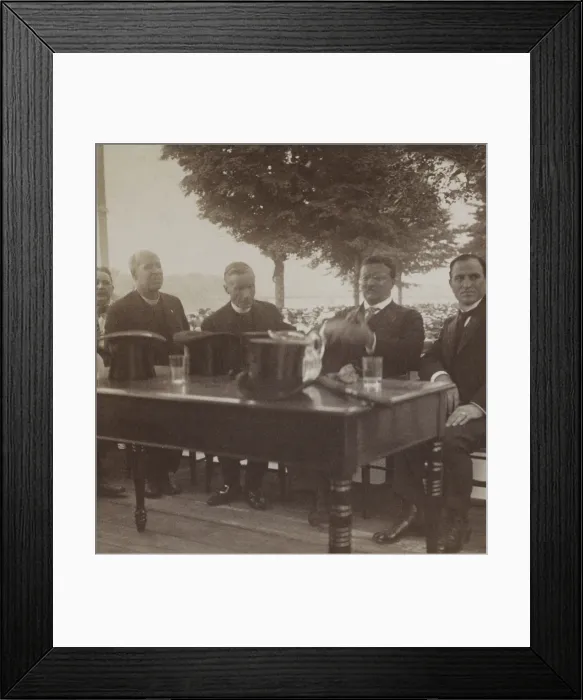 Framed Print : President Roosevelt, Cardinal Gibbons, and John Mitchell, together for Mine Workers Day. Wilkes-Barre, PA, August 10, 1905 Framed Print : President Roosevelt, Cardinal Gibbons, and John Mitchell, together for Mine Workers Day. Wilkes-Barre, PA, August 10, 1905