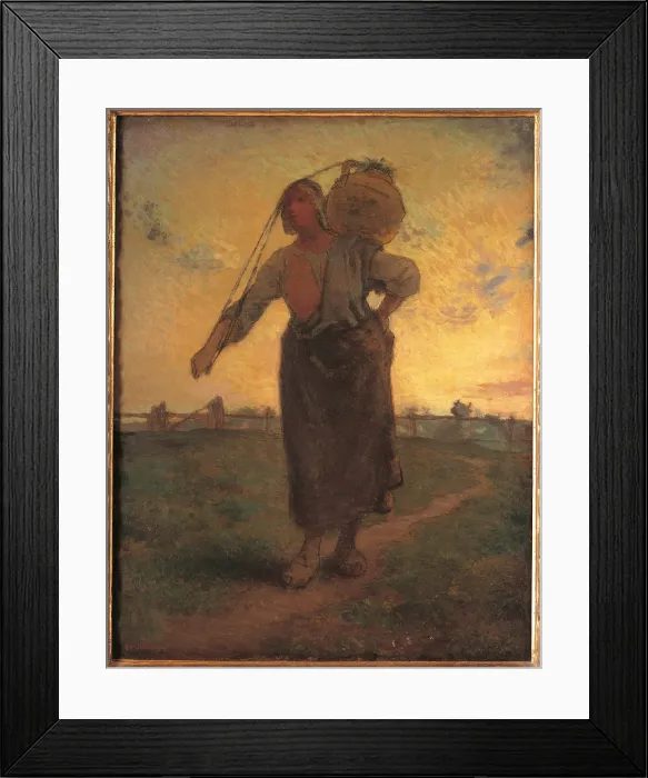 Framed Print : A Norman Milkmaid of Grville, by Jean-Franois Millet, 1874, 19th Century, oil on canvas, cm 73 x 57 - France, Ile de France, Paris, Muse dOrsay, RF1978-18. All