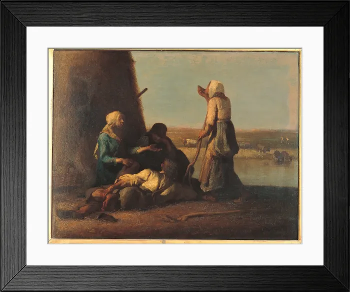Framed Print : The Haymakers Rest, by Jean-Franois Millet, 1848, 19th Century, oil on canvas, cm 89 x 116 - France, Ile de France, Paris, Muse dOrsay, RF2049. All