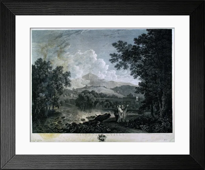 Framed Print : Cicero at his Villa, by Wiliam Woollett, ca. 1760, 18th Century, engraving, 52, 7 x 39, 4 cm - Italy, Lombardy, Milan, Brera Accademy of Fine Arts. Whole artwork view Framed Print : Cicero at his Villa, by Wiliam Woollett, ca. 1760, 18th Century, engraving, 52, 7 x 39, 4 cm - Italy, Lombardy, Milan, Brera Accademy of Fine Arts. Whole artwork view