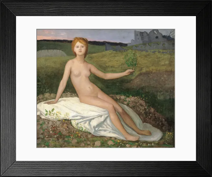 Framed Print : Hope, by Pierre Puvis de Chavannes, 1872 about, 19th Century, oil on canvas, cm 70 x 82 - France, Ile de France, Paris, Muse dOrsay, INV20117. All