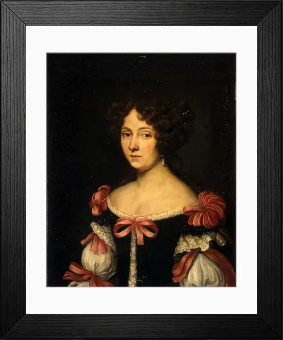 Framed Print : Portrait of the Marquise Maria Ghezzi Baldinetti, Unknown Artist close to Jacob Ferdinand Voet also known as Ferdinando of Portraits, 17th Century, oil on canvas - Italy