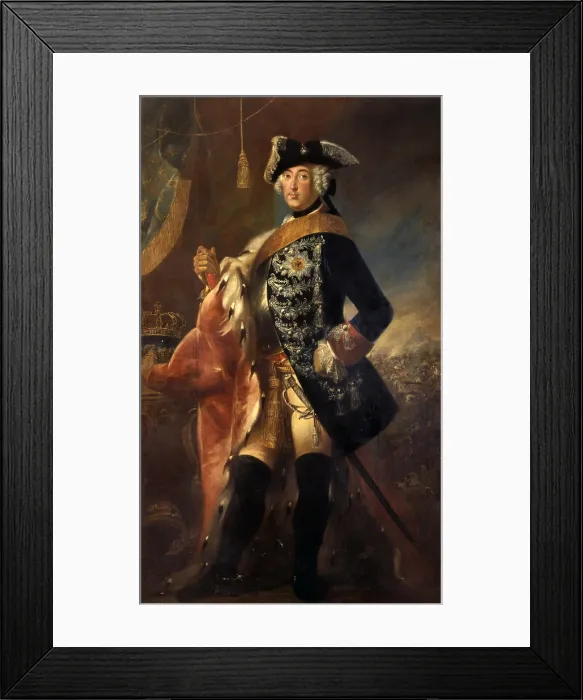 Framed Print : Portrait of Frederick II of Prussia called the Great, by Unknown German Artist, 1740, 18th Century, oil on canvas - Italy, Lombardy, Milan, Castello Sforzesco