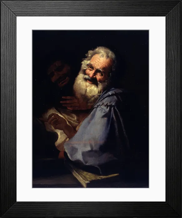 Framed Print : Heraclitus and Democritus, by Andrea Pozzo, end of the 17th Century, oil on canvas - Italy, Lombardy, Milan, Castello Sforzesco, Civic Collections of Ancient Art