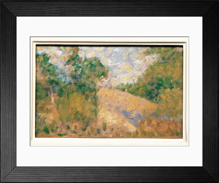 Framed Print : Pink Landscape, by Georges Seurat, 1886, 19th Century, oil on canvas, cm 15, 5 x 24, 5 - France, Ile de France, Paris, Muse dOrsay, RF1965-18. All