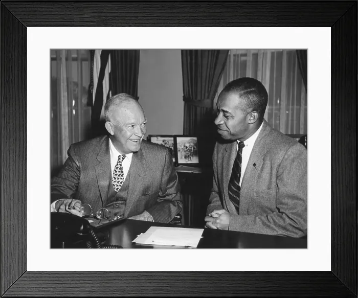 Framed Print : President Eisenhower with Fred Morrow, Oct. 4, 1956. Morrow served as a personal adviser and administrative assistant in the 1952 campaign Eisenhower Framed Print : President Eisenhower with Fred Morrow, Oct. 4, 1956. Morrow served as a personal adviser and administrative assistant in the 1952 campaign Eisenhower