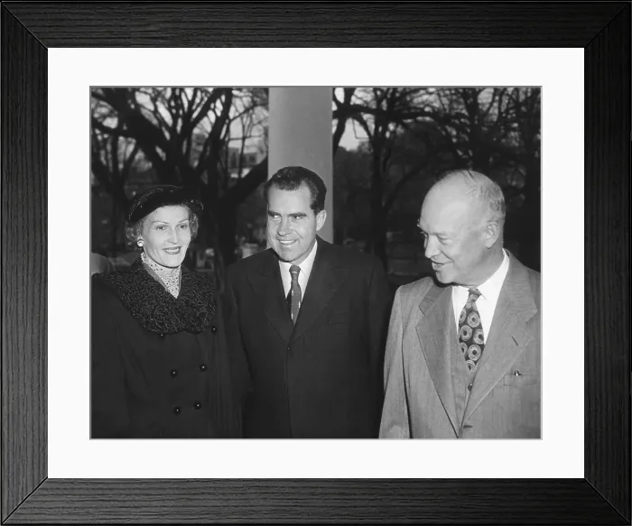 Framed Print : President Dwight Eisenhower with Richard and Pat Nixon after their return from East Asia. Dec. 14, 1953