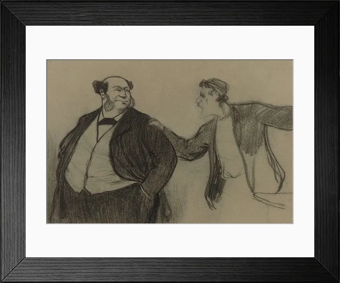 Framed Print : Capitalist and Worker, by Jan de Waardt, c. 1881-99. Dutch drawing, stereotypes of smug obese capitalist and vociferous slender worker. (BSLOC_2016_1_14)