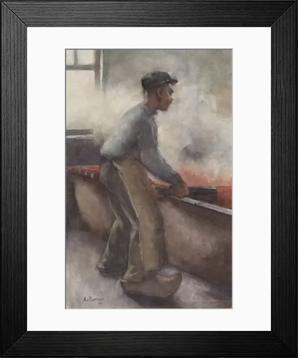 Framed Print : A Scraper, by Anthon Gerhard Alexander van Rappard, c. 1868-92. Dutch watercolor painting of a worker wearing clogs dyeing cotton textile. (BSLOC_2016_1_18)