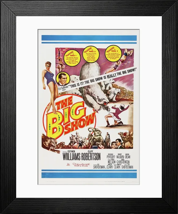 Framed Print : THE BIG SHOW, US poster, top from left: Esther Williams, Ed Sullivan, 1961, TM & Copyright 20th Century Fox Film Corp. / courtesy Everett Collection Framed Print : THE BIG SHOW, US poster, top from left: Esther Williams, Ed Sullivan, 1961, TM & Copyright 20th Century Fox Film Corp. / courtesy Everett Collection