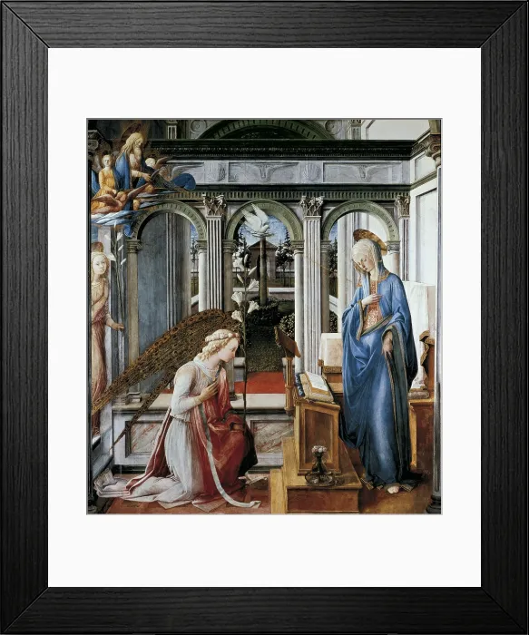 Framed Print : LIPPI, Filippo, called Filippino (1457-1504). The Annunciation. ca. 1450. Renaissance art. Quattrocento. Oil on wood. GERMANY. Munich. Alte Pinakothek (Old Pinacotheca)