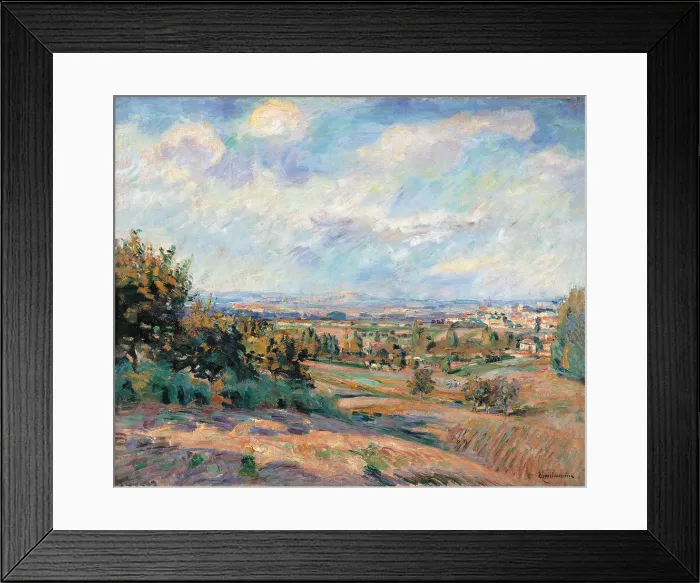 Framed Print : Landscape, le de France, by Jean-Baptiste-Armand Guillaumin, 1877 - 1878, 19th Century, oil on canvas, cm 54 x 65, 5 - France, Ile de France, Paris, Muse dOrsay. All