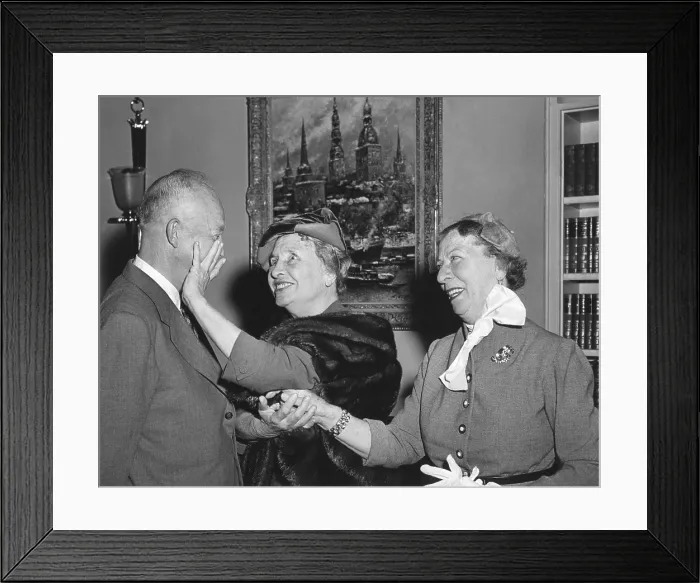 Framed Print : President Eisenhower with Helen Keller and her aide Polly Thompson. November 3, 1953