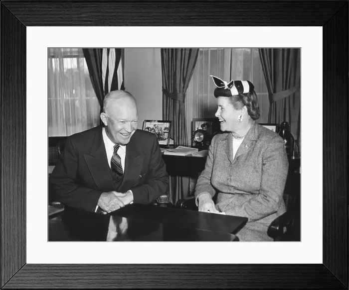 Framed Print : President Eisenhower with Senator Eva Kelley Bowring, a Republican from Nebraska. May 1, 1954. She was appointed to the U.S