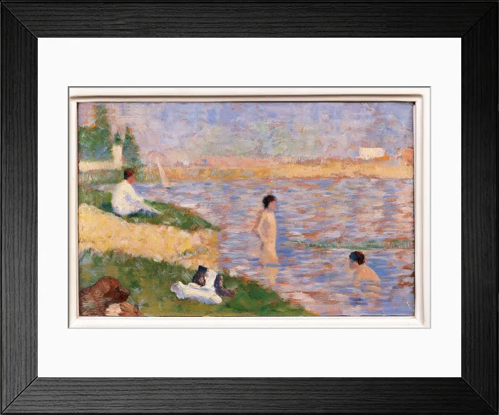 Framed Print : Study for Bathers at Asnires, by Georges Seurat, 1883, 19th Century, oil on canvas, cm 15, 5 x 25 - France, Ile de France, Paris, Muse dOrsay, RF1965-13. All
