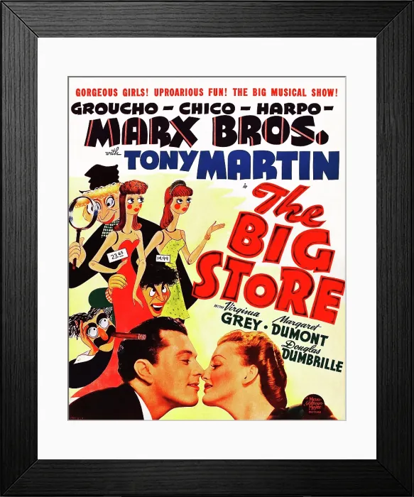 Framed Print : THE BIG STORE, US poster art, bottom from left: Tony Martin, Virginia Grey, 1941