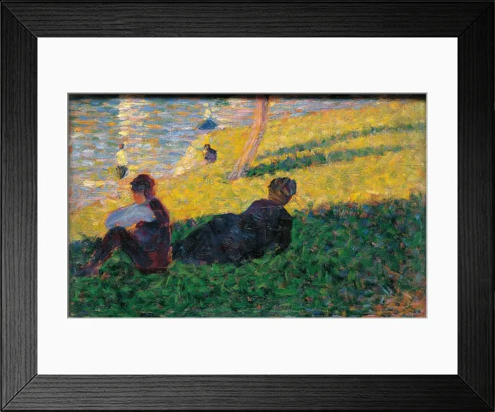 Framed Print : Study for A Sunday Afternoon on the Island of La Grande Jatte, by Georges Seurat, 1884, 19th Century, canvas, cm 15, 5 x 25 - France, Ile de France, Paris, Muse dOrsay, RF1948-1
