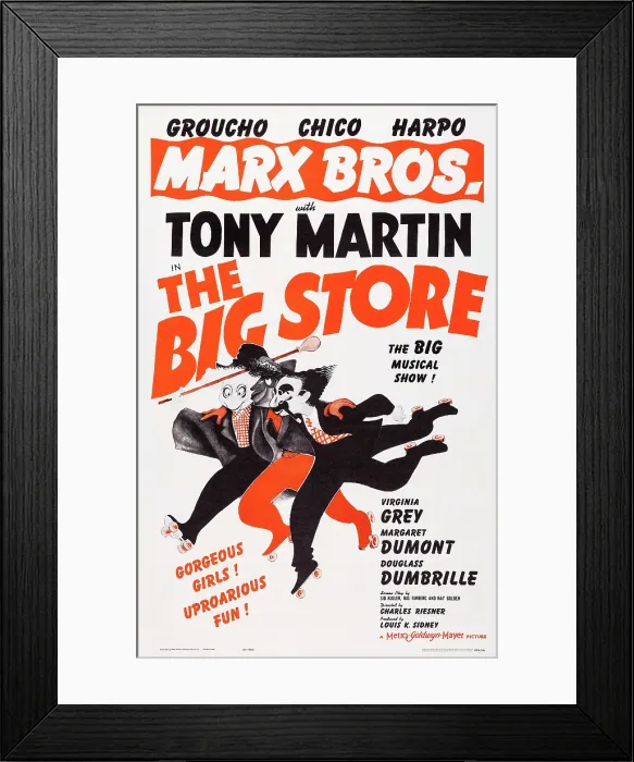 Framed Print : THE BIG STORE, US poster, The Marx Brothers; from left: Harpo Marx, Chico Marx, Groucho Marx, 1941 Framed Print : THE BIG STORE, US poster, The Marx Brothers; from left: Harpo Marx, Chico Marx, Groucho Marx, 1941