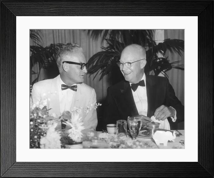 Framed Print : President Eisenhower with Arizona Senator Barry Goldwater. They talk at a testimonial dinner to honor Republicans in Congress. June 8, 1959. Sheraton Park Hotel Framed Print : President Eisenhower with Arizona Senator Barry Goldwater. They talk at a testimonial dinner to honor Republicans in Congress. June 8, 1959. Sheraton Park Hotel