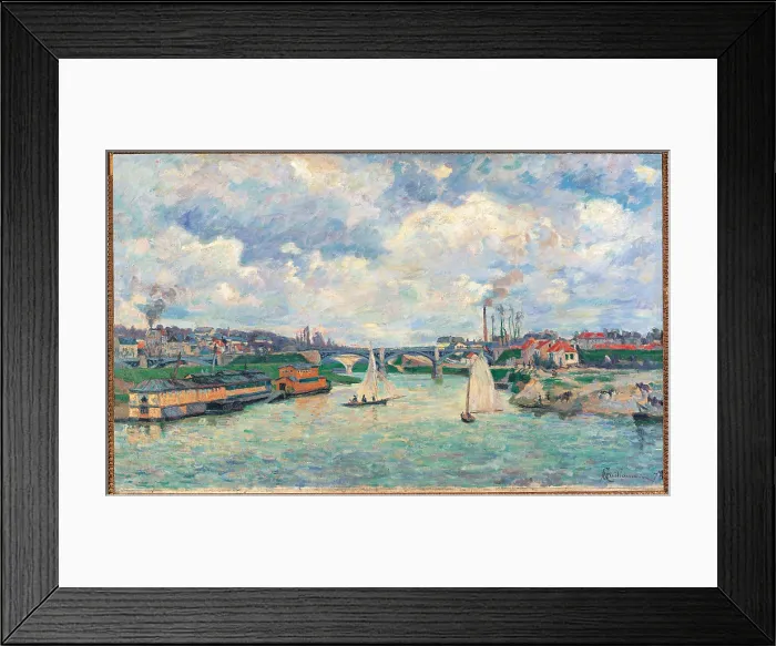 Framed Print : The Port at Charenton, by Jean-Baptiste-Armand Guillaumin, 1878, 19th Century, oil on canvas, cm 61 x 100 - France, Ile de France, Paris, Muse dOrsay. All