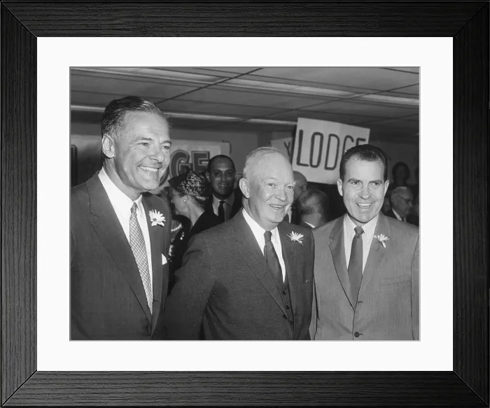Framed Print : President Eisenhower joining Republican nominees at the Presidential Campaign Kick-off. Baltimore Airport, Sept. 12, 1960 Framed Print : President Eisenhower joining Republican nominees at the Presidential Campaign Kick-off. Baltimore Airport, Sept. 12, 1960