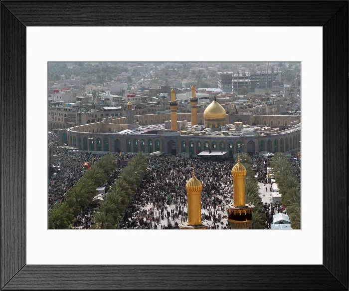 Framed Print : Shia Muslims around the Husayn Mosque in Karbala Iraq after making a pilgrimage in observance of the Arba'een holiday a forty day period that commemorates the martyrdom of Framed Print : Shia Muslims around the Husayn Mosque in Karbala Iraq after making a pilgrimage in observance of the Arba'een holiday a forty day period that commemorates the martyrdom of