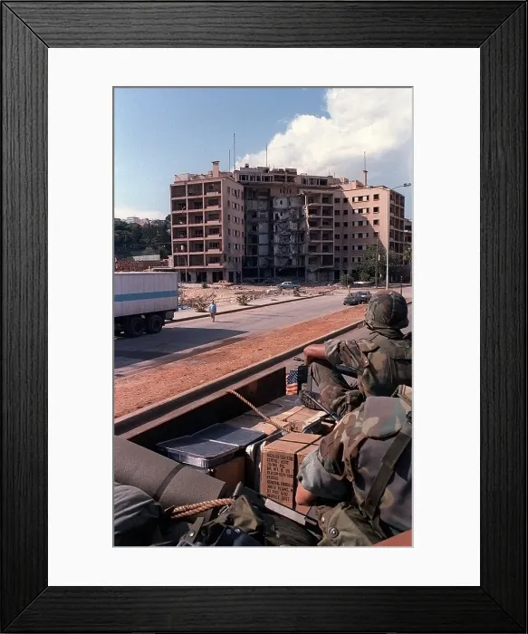 Framed Print : US Embassy in Beirut Lebanon was destroyed by terrorist suicide bomb on April 18 1983. Sixty-three were killed including 17 Americans among them many CIA Mideast agents Framed Print : US Embassy in Beirut Lebanon was destroyed by terrorist suicide bomb on April 18 1983. Sixty-three were killed including 17 Americans among them many CIA Mideast agents