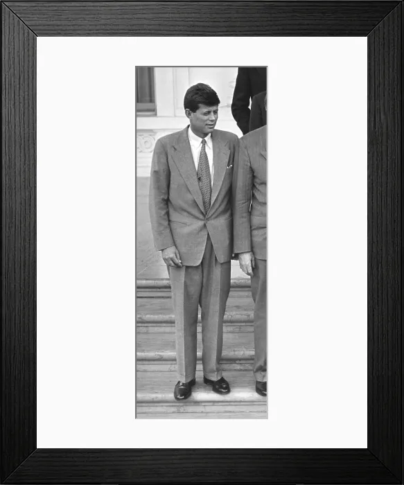 Framed Print : John Fitzgerald Kennedy as a freshman Senator. Picture is cropped from a group photo of 13 Senators after a luncheon with President Eisenhower. March 4, 1953