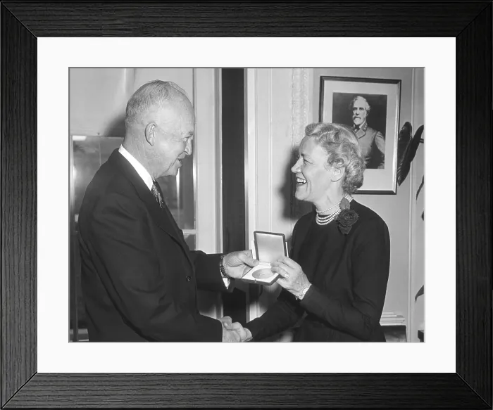 Framed Print : President Dwight Eisenhower presents Senator Margaret Chase Smith with the National Achievement Award. She was U.S Representative (1940-1949) and U.S