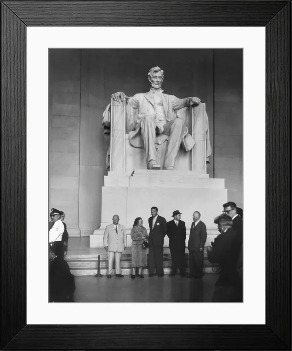 Framed Print : Premier Nikita Khrushchev and others beneath the Lincoln statue in the Lincoln Memorial Framed Print : Premier Nikita Khrushchev and others beneath the Lincoln statue in the Lincoln Memorial