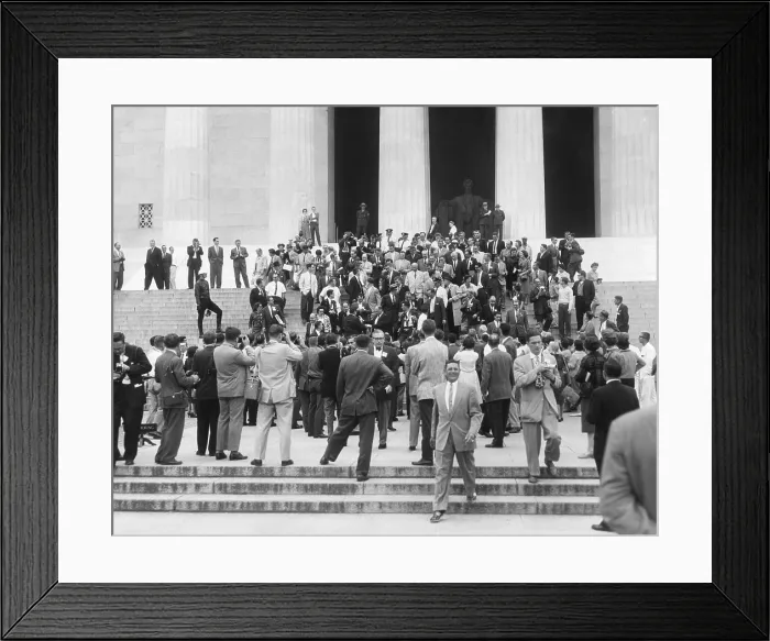 Framed Print : Premier Nikita Khrushchev surrounded by reporters on the steps of the Lincoln Memorial. Sept. 16, 1959. - (BSLOC_2014_16_151) Framed Print : Premier Nikita Khrushchev surrounded by reporters on the steps of the Lincoln Memorial. Sept. 16, 1959. - (BSLOC_2014_16_151)