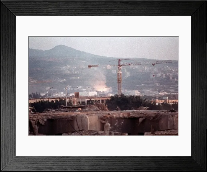 Framed Print : Concrete slabs and rubble remains of the US Marine Barracks at Beirut International Airport Framed Print : Concrete slabs and rubble remains of the US Marine Barracks at Beirut International Airport