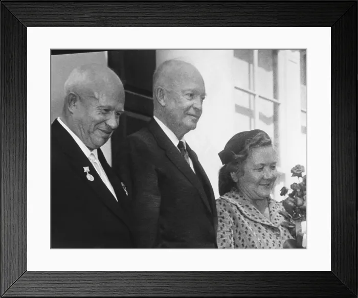 Framed Print : Premier Nikita Khrushchev and his wife Nina, welcomed by President Eisenhower at the White House. Sept. 15, 1959. - (BSLOC_2014_16_148) Framed Print : Premier Nikita Khrushchev and his wife Nina, welcomed by President Eisenhower at the White House. Sept. 15, 1959. - (BSLOC_2014_16_148)