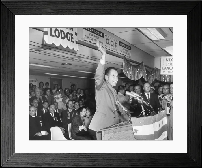 Framed Print : Vice President Richard Nixon at the Presidential Campaign Kick-Off at Baltimore Airport. Sept. 12, 1960. - (BSLOC_2014_16_15)