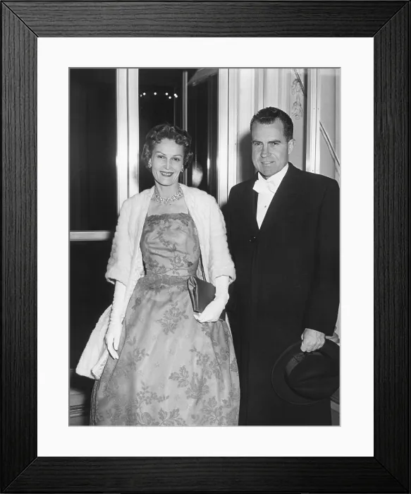 Framed Print : Vice President Richard Nixon with wife Patricia arriving at a state dinner for Queen Elizabeth II. Oct 17, 1957. - (BSLOC_2014_16_141)