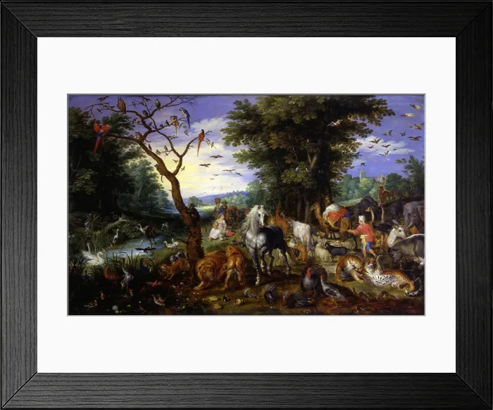Framed Print : Landscape with the Entrance into the Ark of Noah, by Jan Snellink II, 1656 - 1658, 17th Century, oil on board - Italy, Lombardy, Milan, Castello Sforzesco