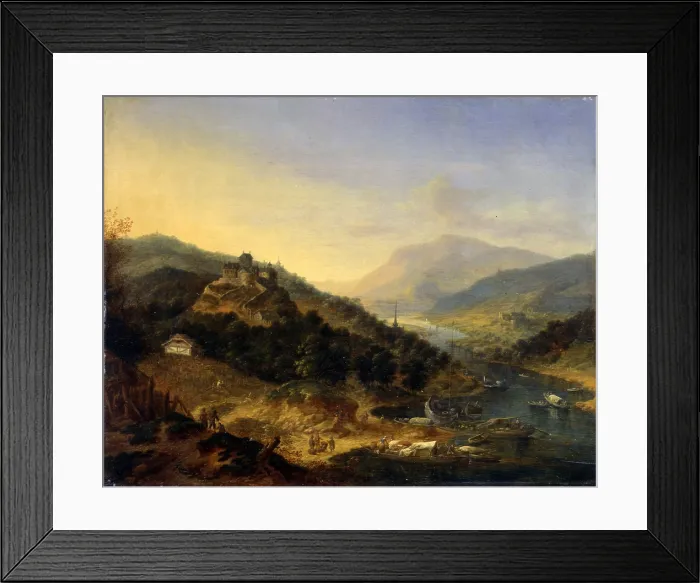 Framed Print : Hilly Landscape with River, by Jan Griffier, 1690, 1699, 17th Century, oil on board, 28 x 35 cm - Italy, Lombardy, Milan, Castello Sforzesco, Civic Collection of Ancient Art Framed Print : Hilly Landscape with River, by Jan Griffier, 1690, 1699, 17th Century, oil on board, 28 x 35 cm - Italy, Lombardy, Milan, Castello Sforzesco, Civic Collection of Ancient Art