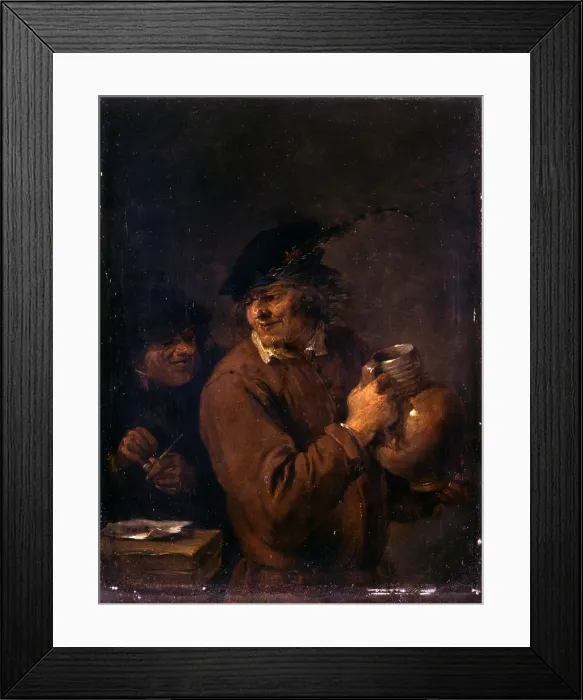 Framed Print : Drinker and Smoker, after David Teniers II, 1640 - 1699, 17th Century, oil on copper, 15 x 17 cm - Italy, Lombardy, Milan, Castello Sforzesco, Civic Collections of Ancient Art
