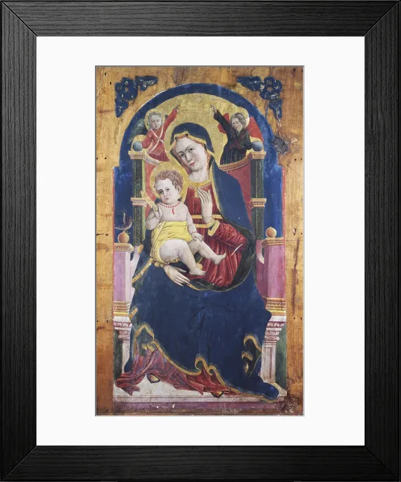 Framed Print : Enthroned Madonna with Child among Saints, by Unknown Artist, 15th Century, tempera on board - Italy, Lombardy, Campodolcino, Parrish Church. Whole artwork view