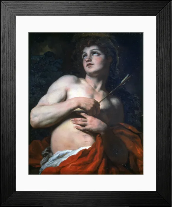 Framed Print : Saint Sebastian, by Ambrogio Bon, 1651 - 1652, 17th Century, oil on canvas - Italy, Lombardy, Milan, Castello Sforzesco, Civic Collections of Ancient Art. Whole artwork view Framed Print : Saint Sebastian, by Ambrogio Bon, 1651 - 1652, 17th Century, oil on canvas - Italy, Lombardy, Milan, Castello Sforzesco, Civic Collections of Ancient Art. Whole artwork view