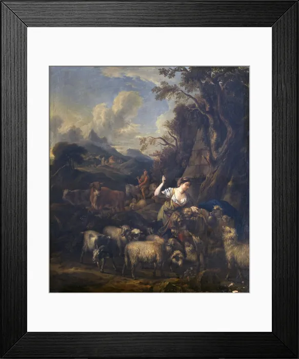 Framed Print : Pastoral Scene, by Unknown Nordic Artist, end of the 17th Century, oil on board - Italy, Lombardy, Milan, Castello Sforzesco, Civic Collections of Ancient Art. Whole artwork view Framed Print : Pastoral Scene, by Unknown Nordic Artist, end of the 17th Century, oil on board - Italy, Lombardy, Milan, Castello Sforzesco, Civic Collections of Ancient Art. Whole artwork view