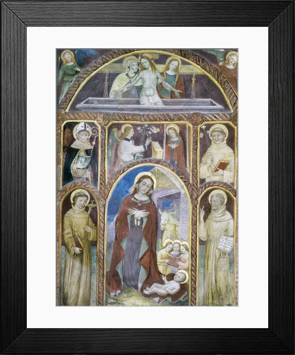Framed Print : Polyptych, by Unknown Artist of the Lombard School, 15th Century, fresco with clay frame - Italy, Lombardy, Castiglione d'Adda, Church of Saint Bernardino. Whole artwork view