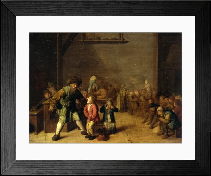 Framed Print : The School Teacher Punishes the Student, by Jan Miense Molenaer, 1650 - 1680, 17th Century, oil on board, 31 x 42 cm - Italy, Lombardy, Milan, Castello Sforzesco