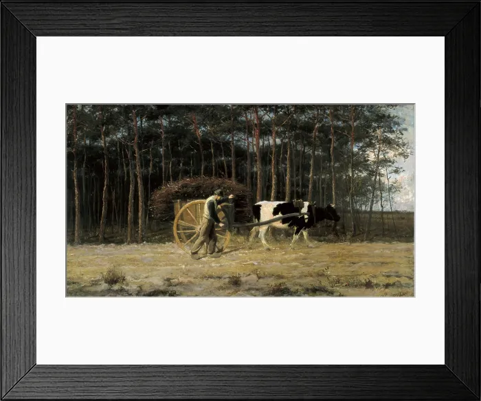Framed Print : VERSTRAETE, Theodore (1850-1907). Yoke at the sunset. end 19th c. Oil on canvas. BELGIUM. Tournai. Fine Arts Museum