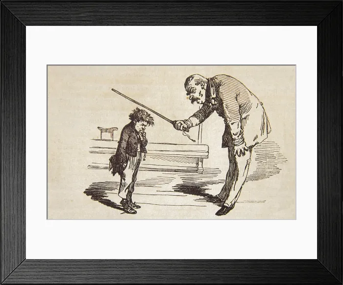 Framed Print : Teacher and father telling a child off: 'Ok, you had a 58, it is not bad; but in the future you have to be the first one, if not..I don't need to say anything else'
